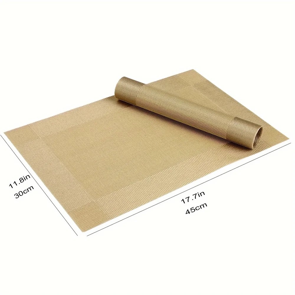 Place Mats for Kitchen Dining Table - Heat-Resistant Anti-Skid Stain Washable PVC