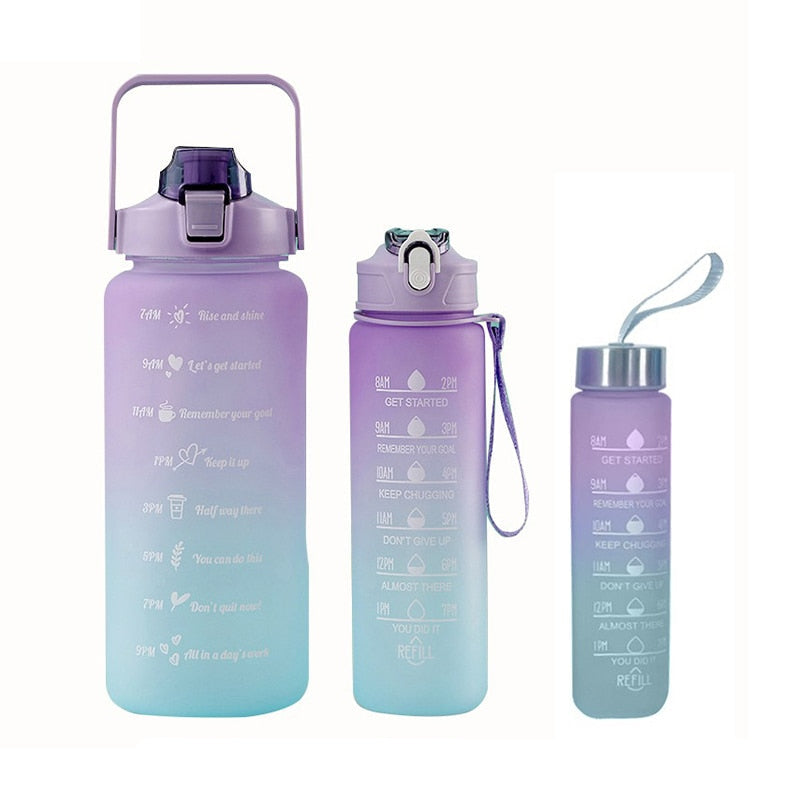 KIT 3 GARRAFAS 2Litros 900ml 300ml Squeeze Fases Motivadoras Adesivos 2D 3D - enoughdream.com