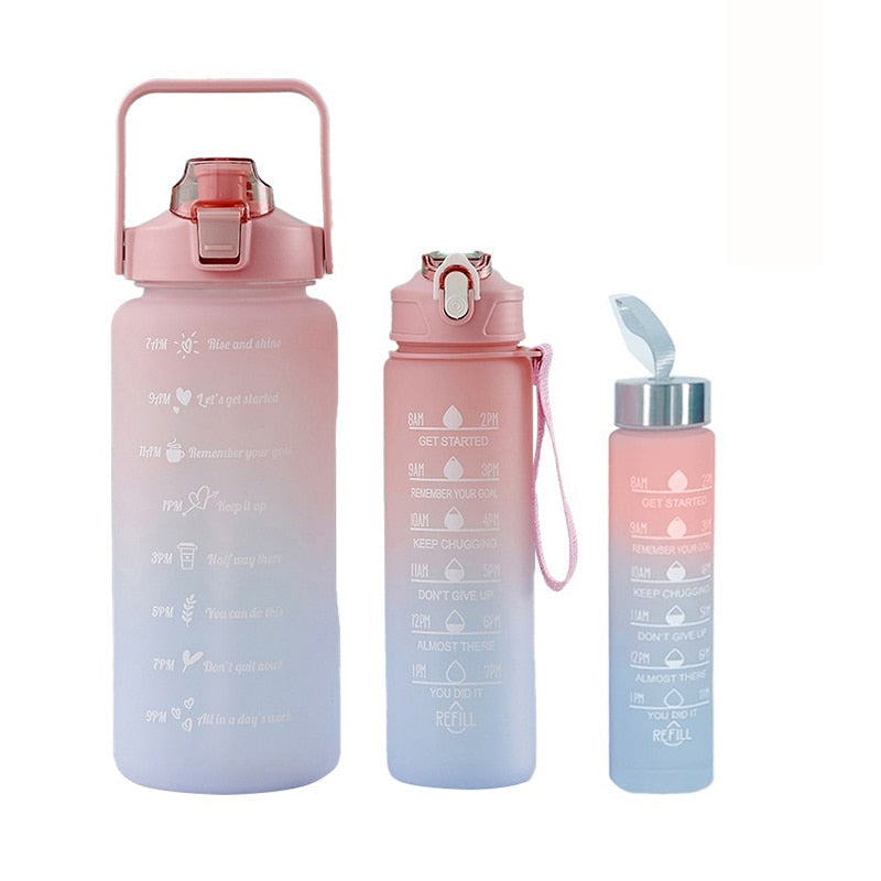 KIT 3 GARRAFAS 2Litros 900ml 300ml Squeeze Fases Motivadoras Adesivos 2D 3D - enoughdream.com