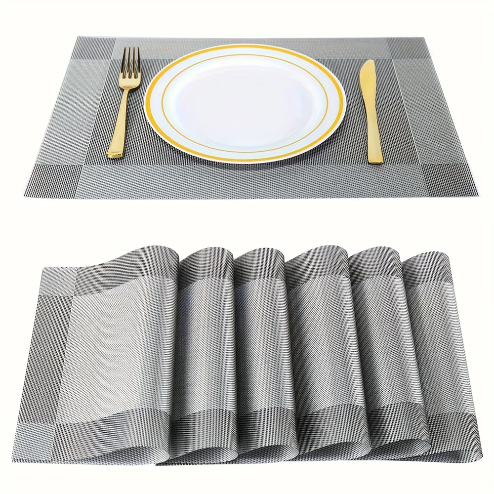 Place Mats for Kitchen Dining Table - Heat-Resistant Anti-Skid Stain Washable PVC