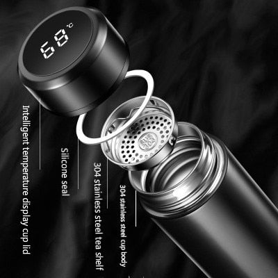 Thermos Bottle 500ml Led Stainless Steel Thermometer Water Coffee Tea Digital Display - enoughdream.com
