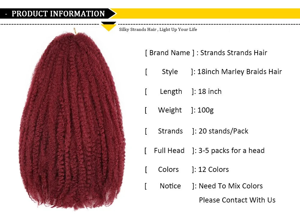 Marley Braids Crochet Hair | Pre-Looped Curly Braiding Hair for Natural Look & Easy Installation