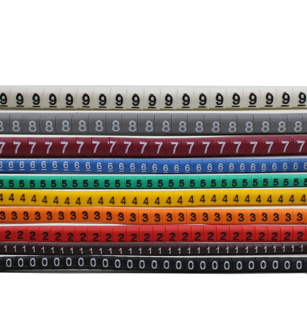 500PCS EC-0 Cable Wire Marker 0 to 9 For Cable Size 1.5 sqmm Colored - enoughdream.com