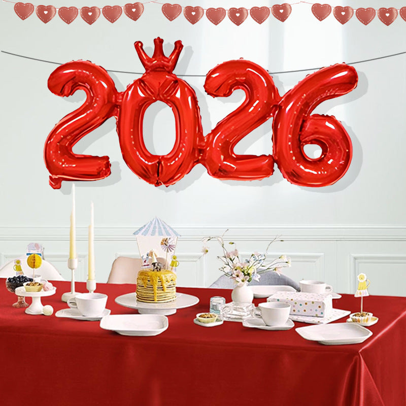 2026 Gold Crown Foil Number Balloons for 2026 - New Year Christmas Eve Festival Party