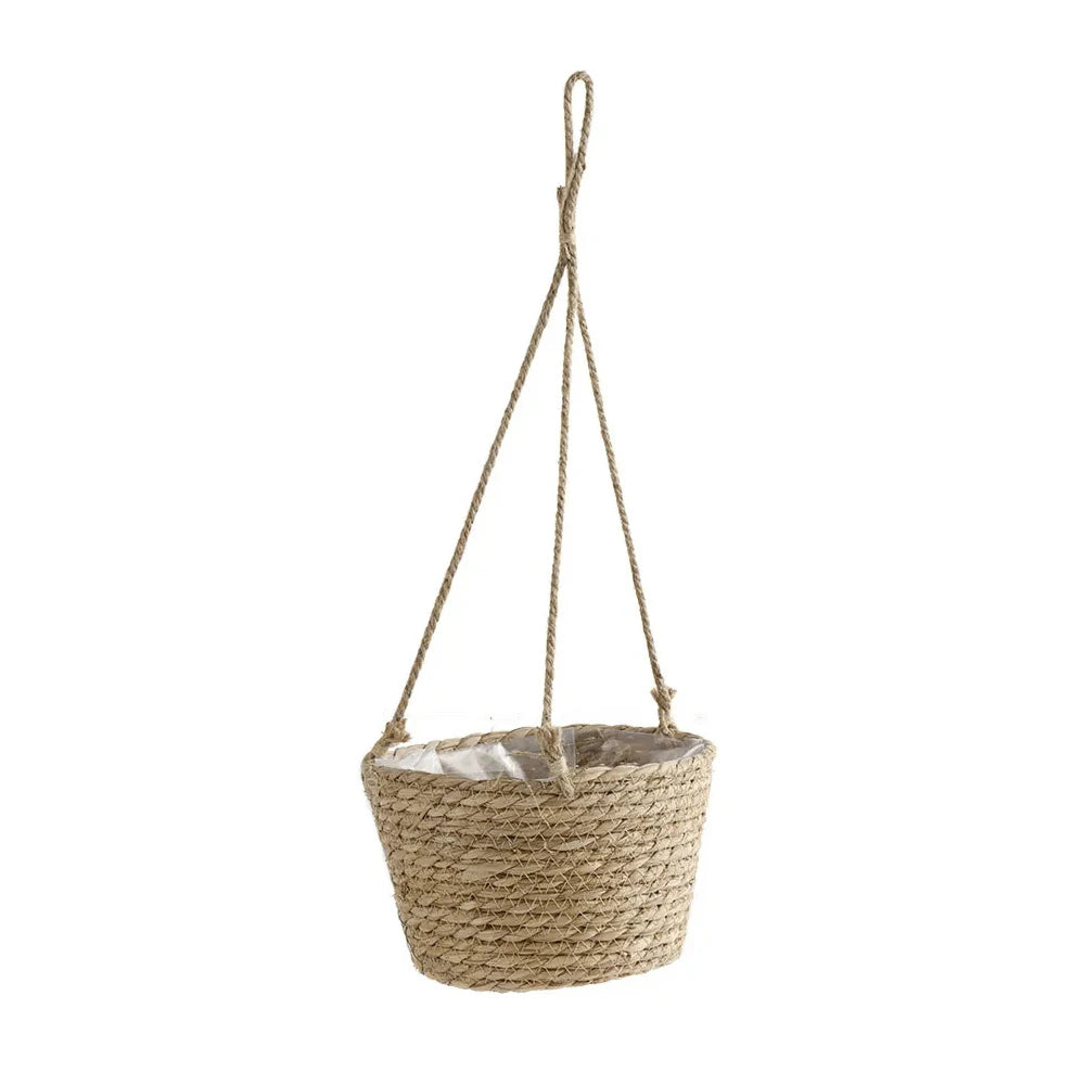 Straw Hanging Basket Planter Twine Woven Flower