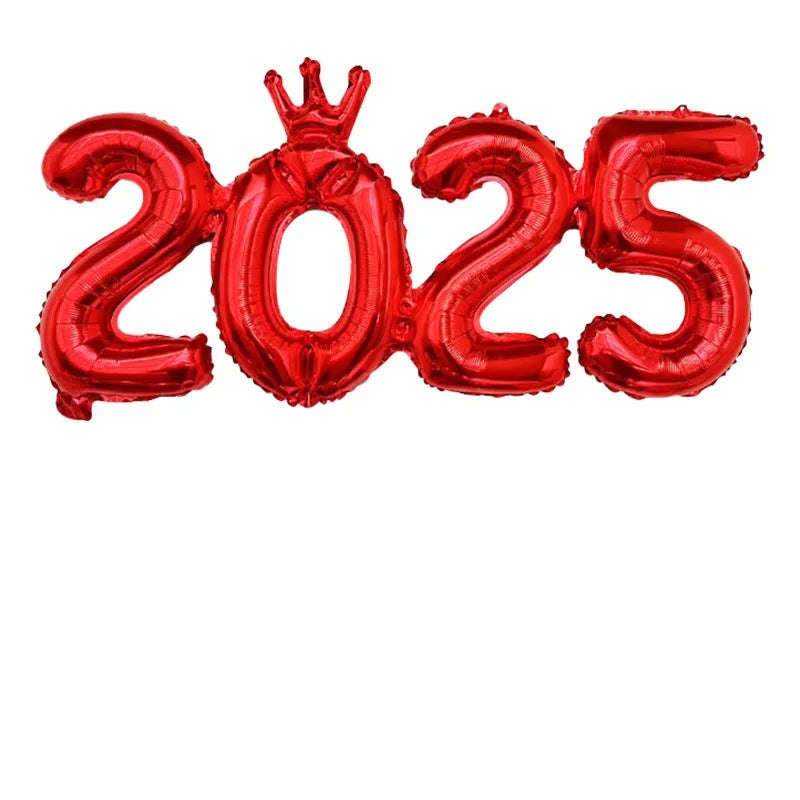 2026 Gold Crown Foil Number Balloons for 2026 - New Year Christmas Eve Festival Party