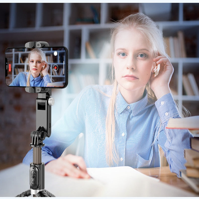 360 Rotation Following shooting Mode Gimbal Stabilizer Selfie Stick Tripod - enoughdream.com