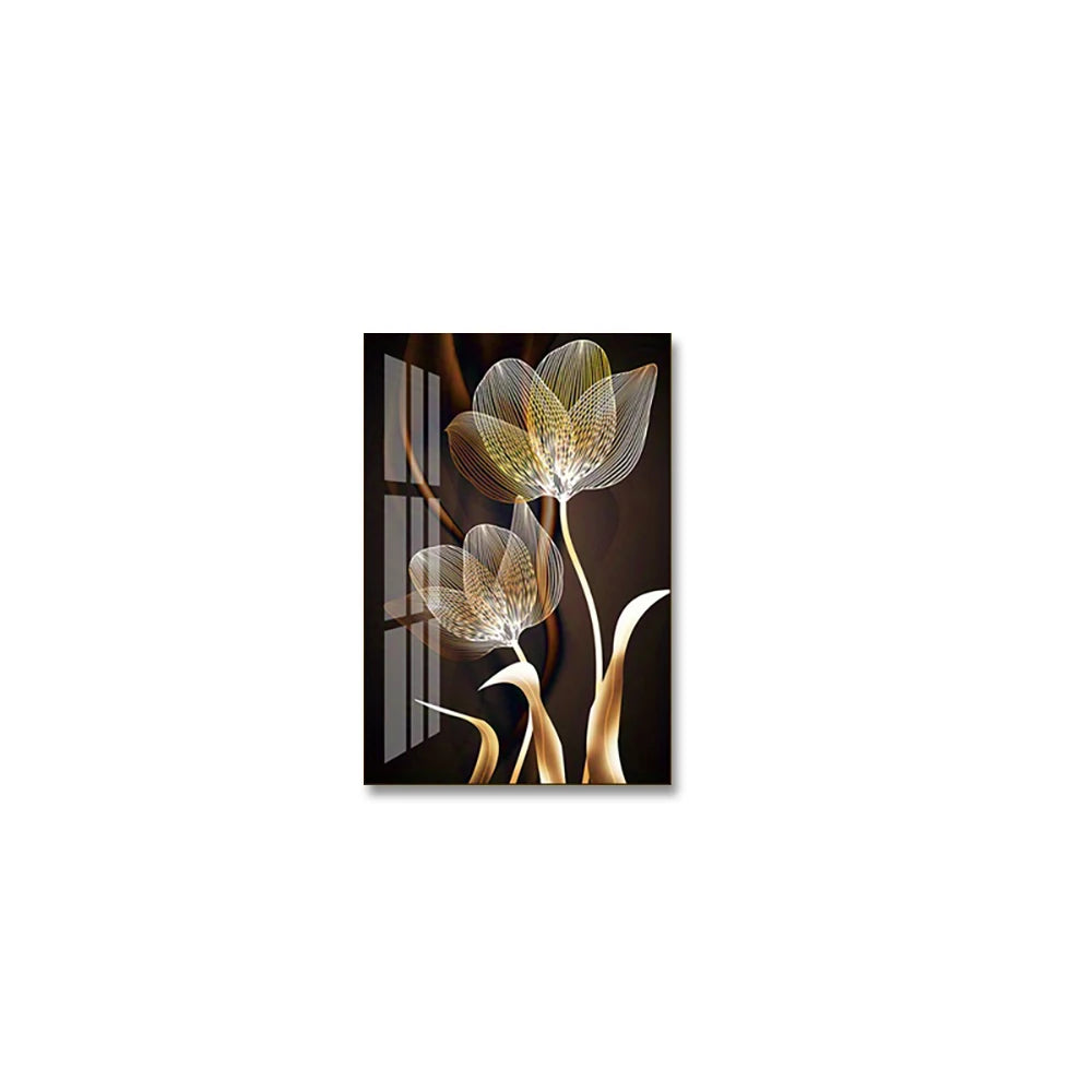 Black and Golden Flower Wall Art Canvas Painting Decor Modern