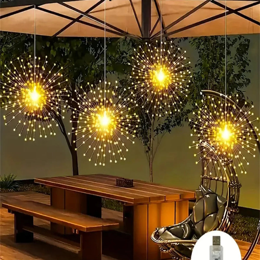LED fireworks light string USB hanging fairy light 360LED 8-mode decoration