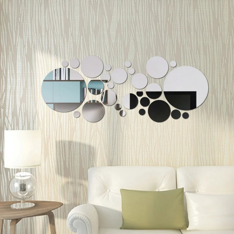 Round Acrylic Mirror Stickers - Kitchen Wall Decor Art for Ceramic