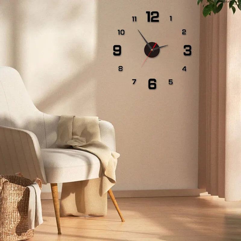 3D Creative Frameless DIY - Wall Hanging Clock Wall Stickers Home