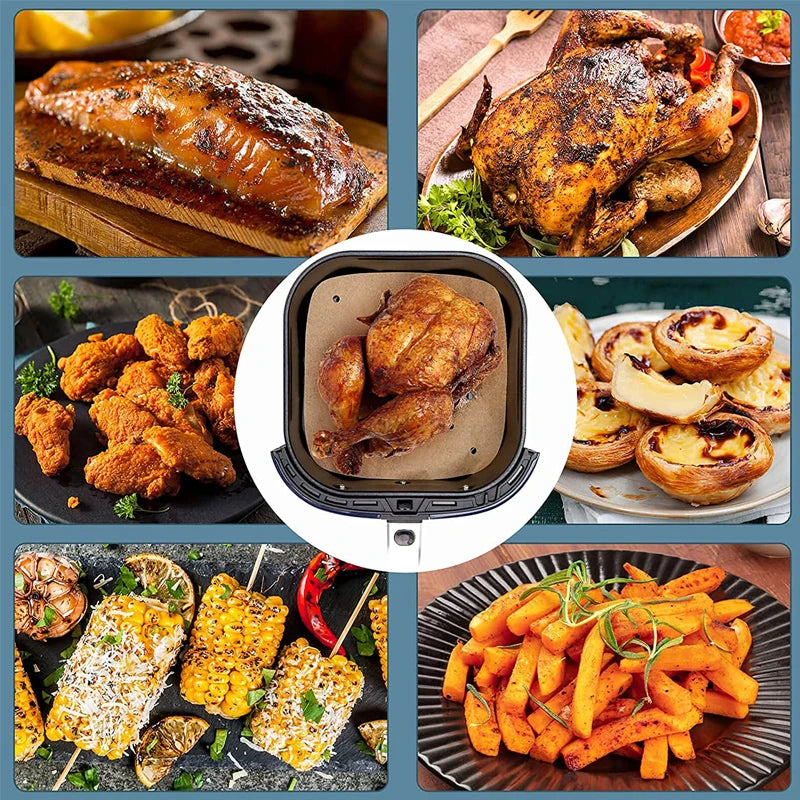 Air Fryer Paper Disposable - Liners for Oven Microwave Steaming Basket