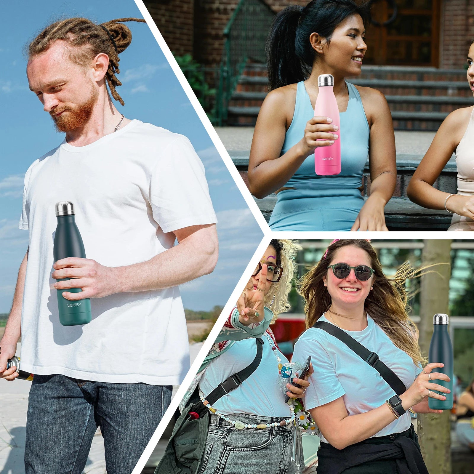 Stainless steel water jug with vacuum insulation, double wall ideal for keeping at cold or hot temperatures