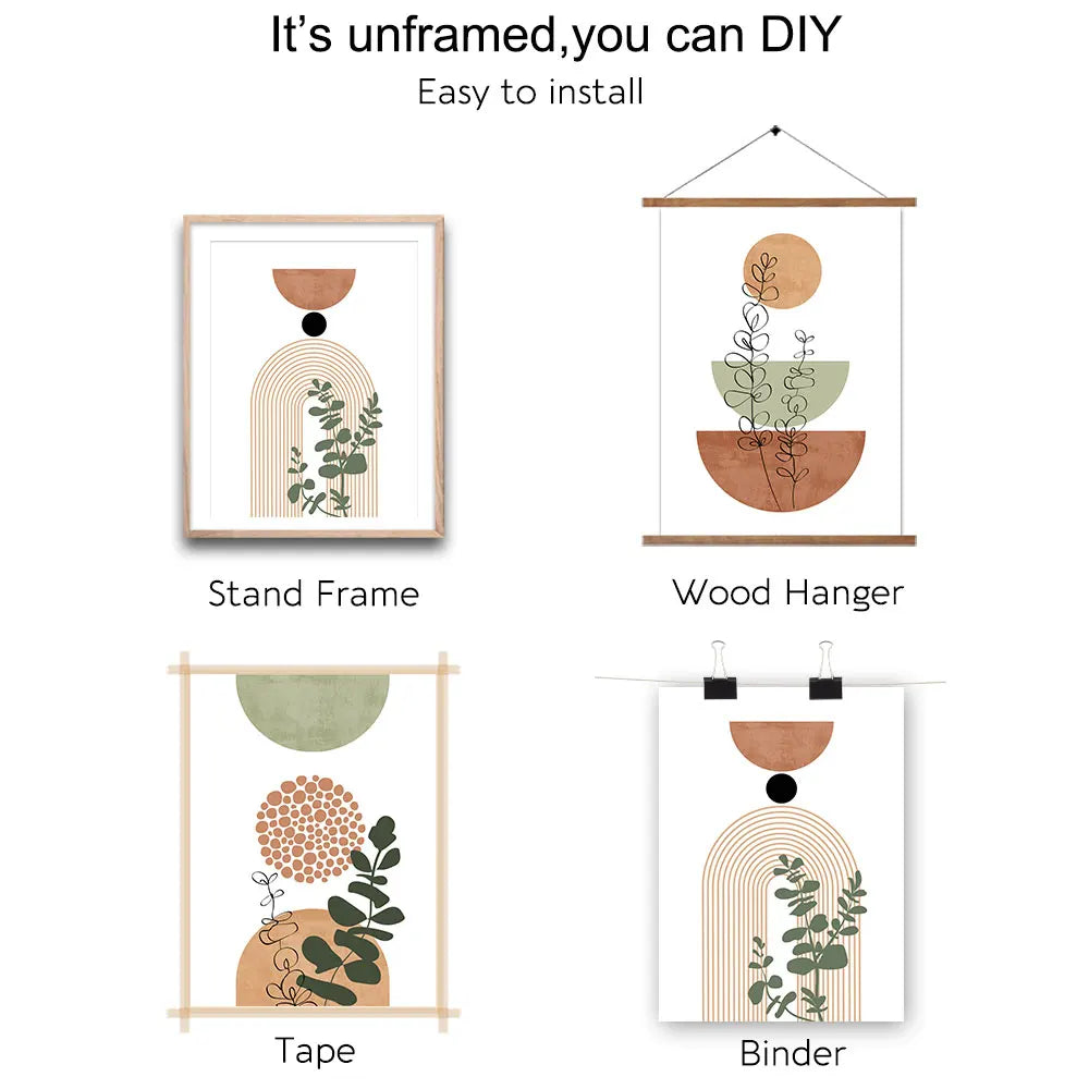 Modern Boho Abstract Shape Plant Poster Print Decor Picture