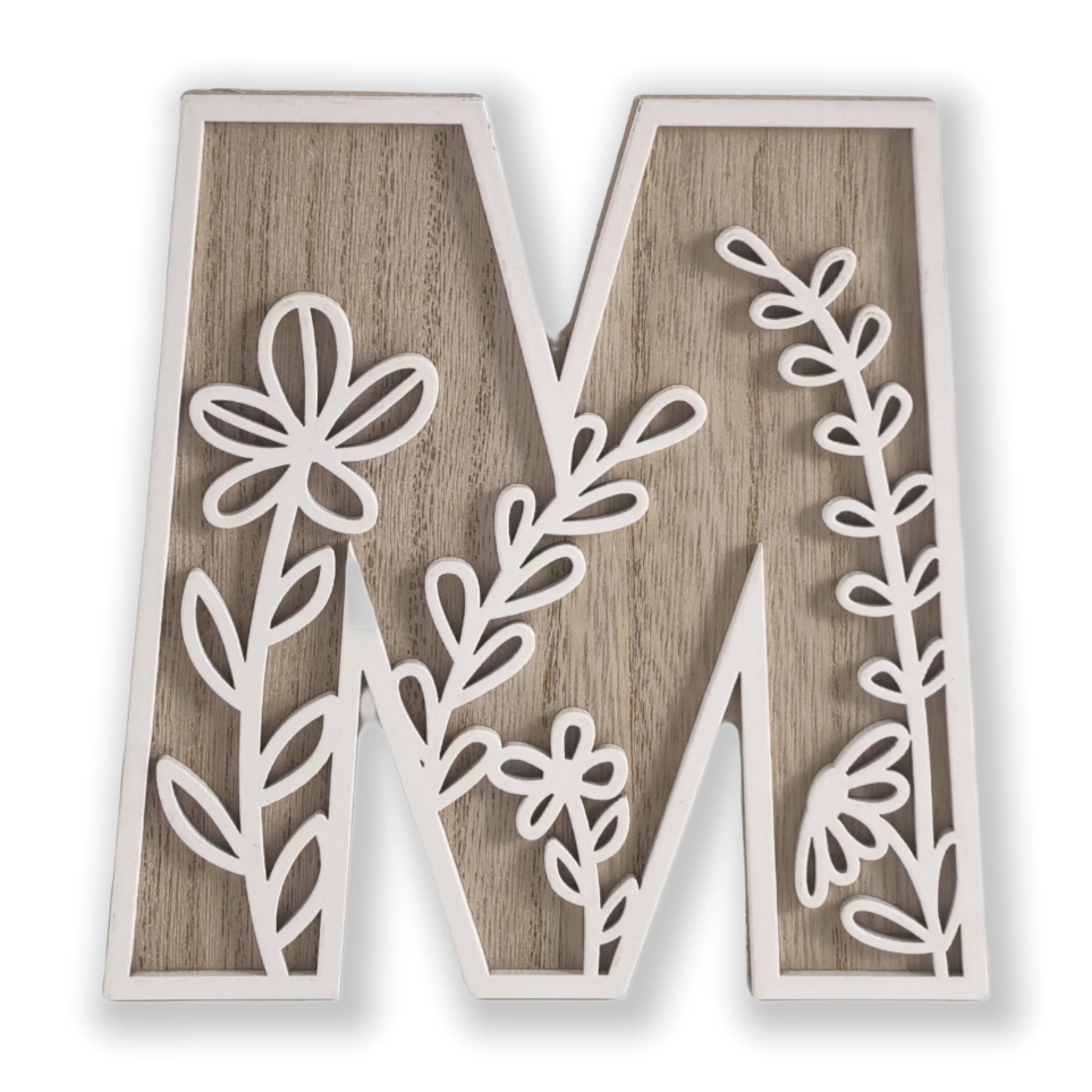 Rustic wooden floral carved alphabet letter - unique bedroom decor