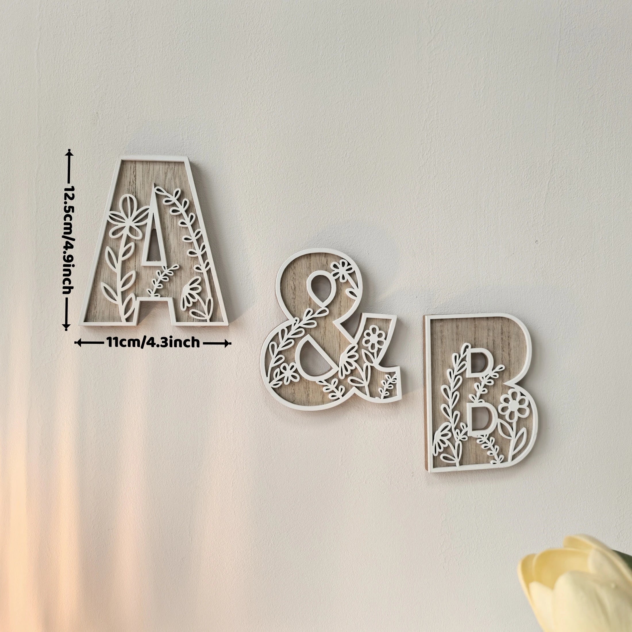 Rustic wooden floral carved alphabet letter - unique bedroom decor