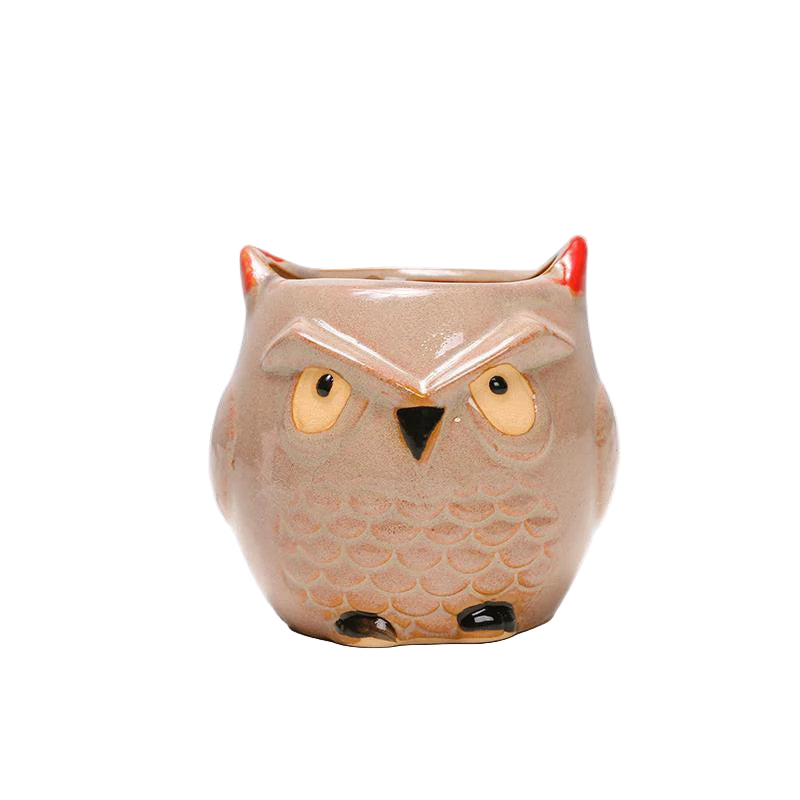 Ceramic Owl Flower Pot Garden Office Decoration