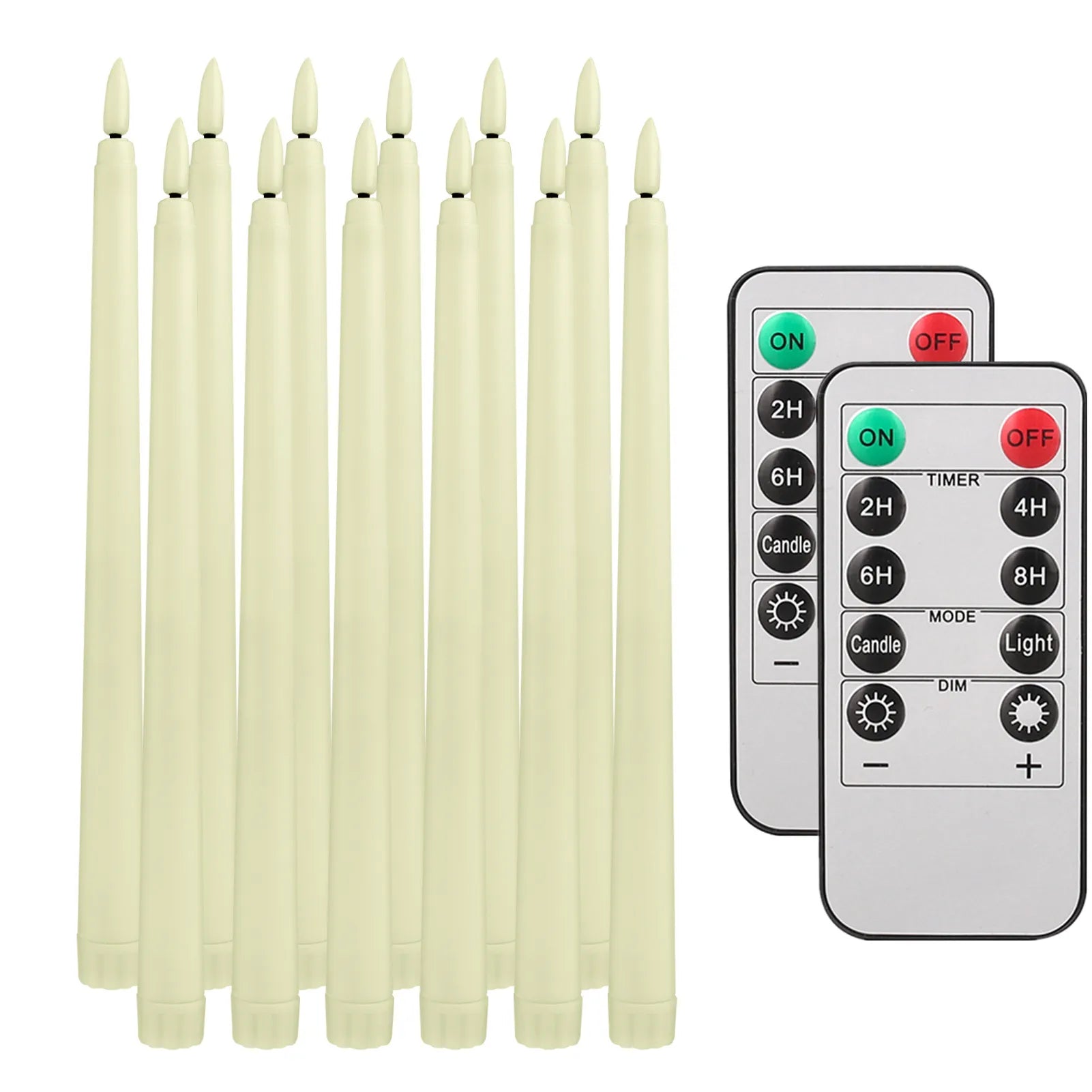 LED Flameless Taper Candles with 10-Key Remote 11" Battery Decor