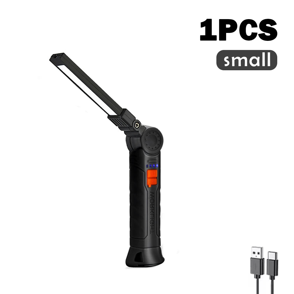 LED Folding Flashlight with Magnetic Base COB Light 360°Rotate