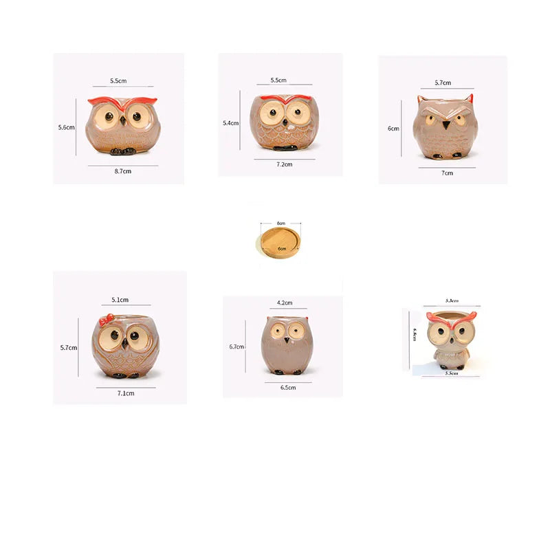 Ceramic Owl Flower Pot Garden Office Decoration