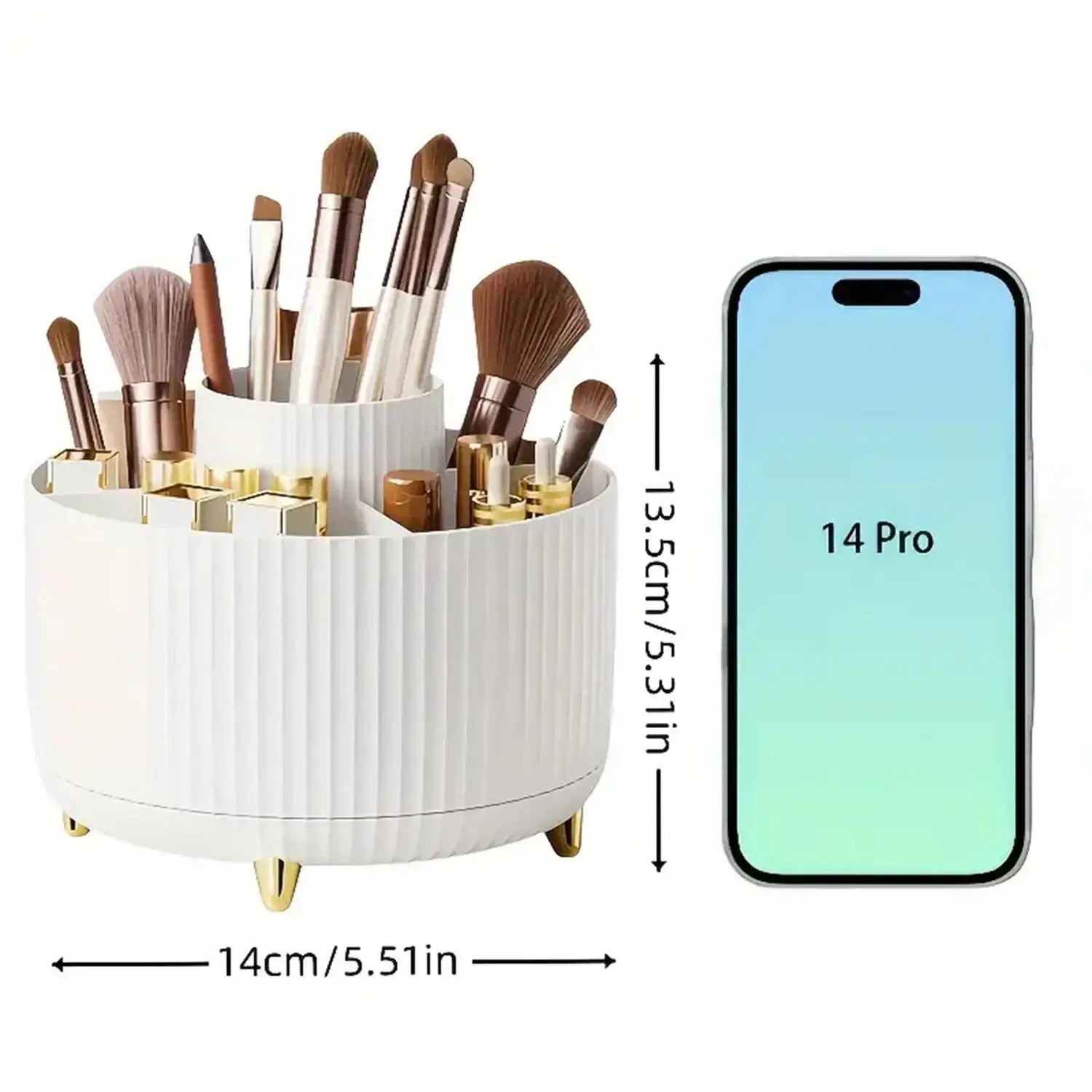 360° Rotating Makeup Organizer - 1pc Plastic Cosmetic Storage with 5 Compartments