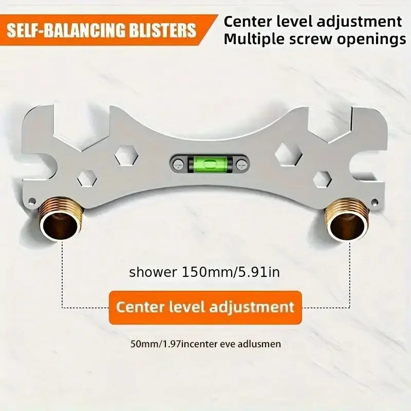 Multifunctional stainless steel wrench installation level with center level adjustment and screw openings