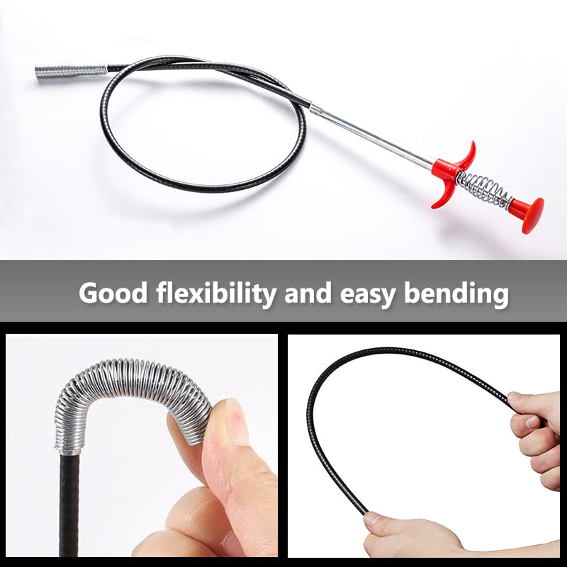 60cm Spring Pipe Dredging Tools, Drain Snake, Drain Cleaner Sticks Clog Remover Cleaning Household for KitchenBending sink tool - enoughdream.com
