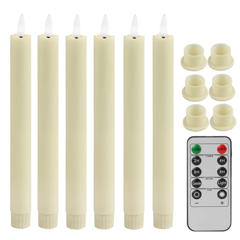 LED Flameless Taper Candles with 10-Key Remote 11" Battery Decor