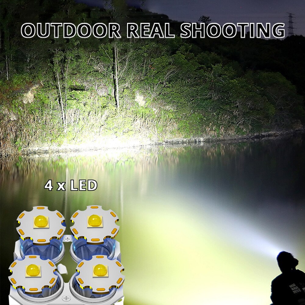 High Power LED Flashlights Camping Torch With 4 Lamp Beads - enoughdream.com