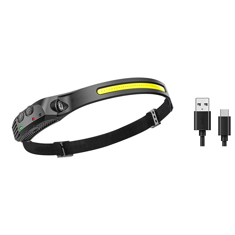 LED Headlamp Sensor Headlight With Built-in Battery Head Flashlight USB Rechargeable - enoughdream.com