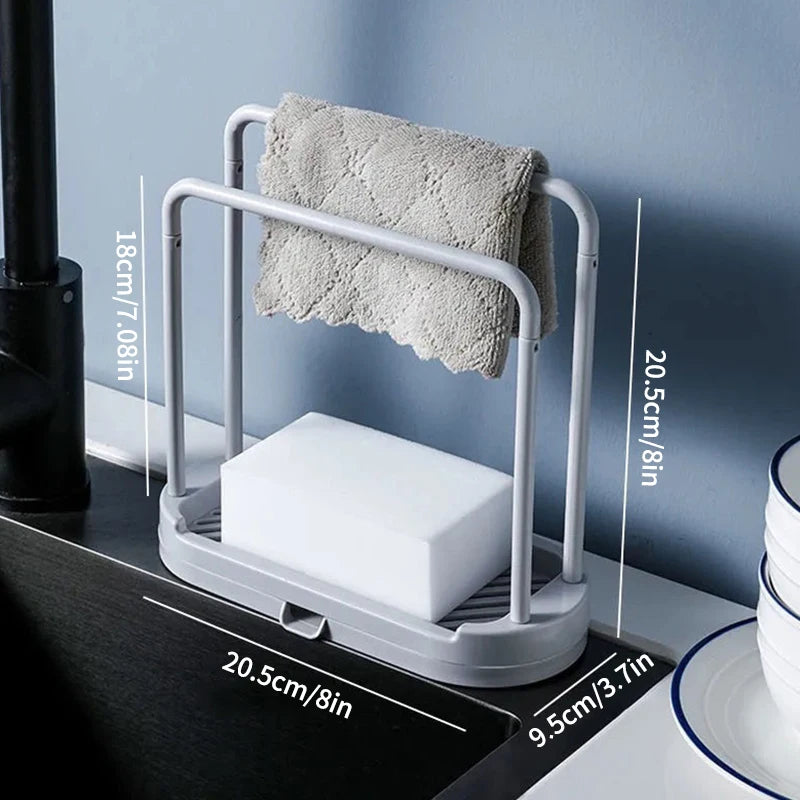 Double-layer dishwashing towel drainer, countertop sponge storage holder, made of steel wire