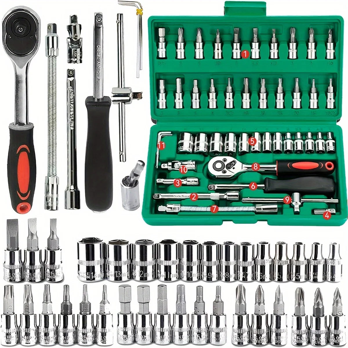 Bit Socket Set Mechanic Tool Kits for Auto Repair Hous