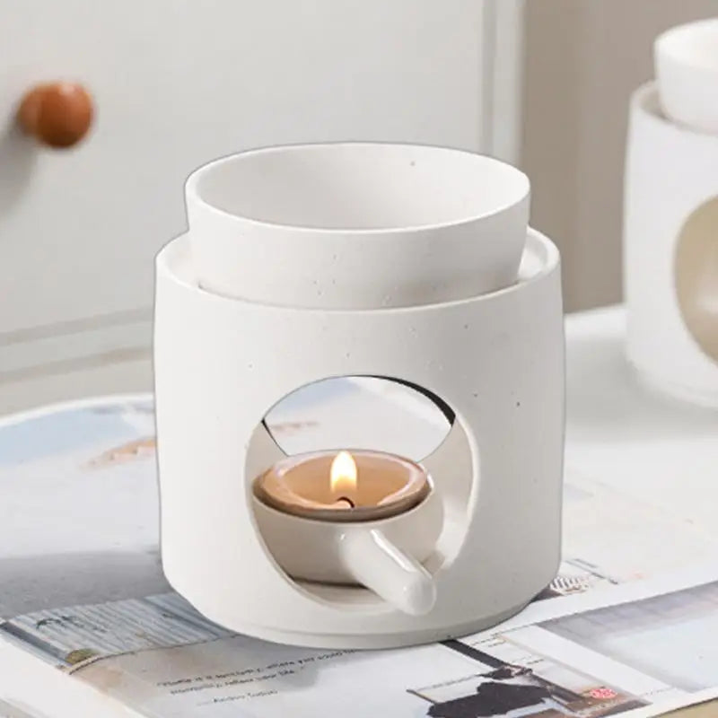Ceramic Aroma Burner Essential Oil Lamp Hollowing Candle Decoration