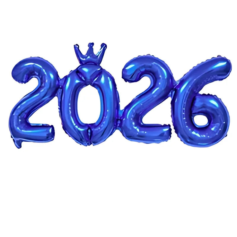 2026 Gold Crown Foil Number Balloons for 2026 - New Year Christmas Eve Festival Party