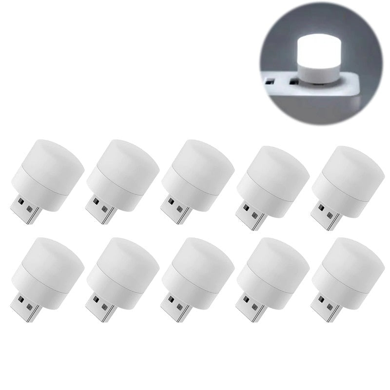1-10Pcs Mini USB Night Light Warm White Eye Protection Book Reading Light USB Plug - enoughdream.com