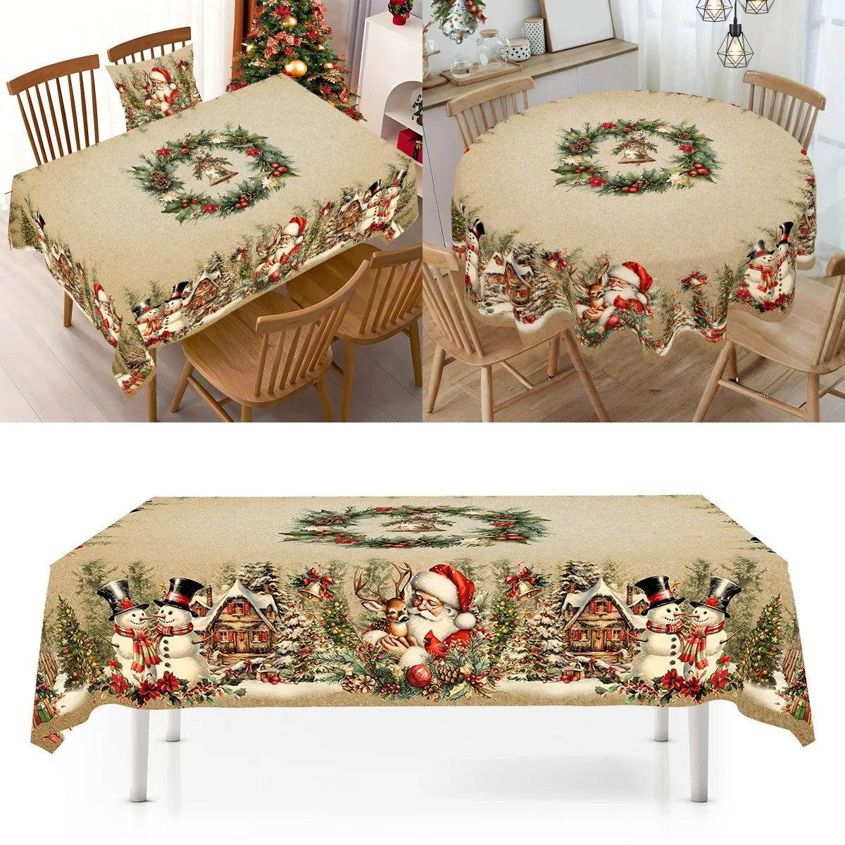 Table Cover Christmas Decorations for Home - 2025 Xmas Gifts Navidad Noel New Year 2026