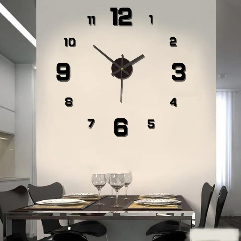 3D Creative Frameless DIY - Wall Hanging Clock Wall Stickers Home