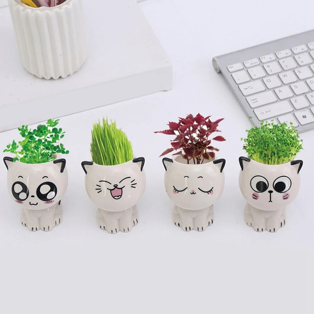Ceramic Flowerpot Mini Cat Cartoon