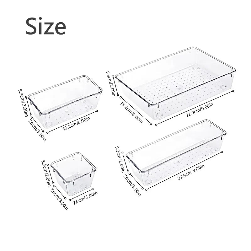 Transparent Plastic Drawer Organizers Organizer Boxes for Room Cômoda e Escritório Ideas for Maquiagem Joias e Acessórios.