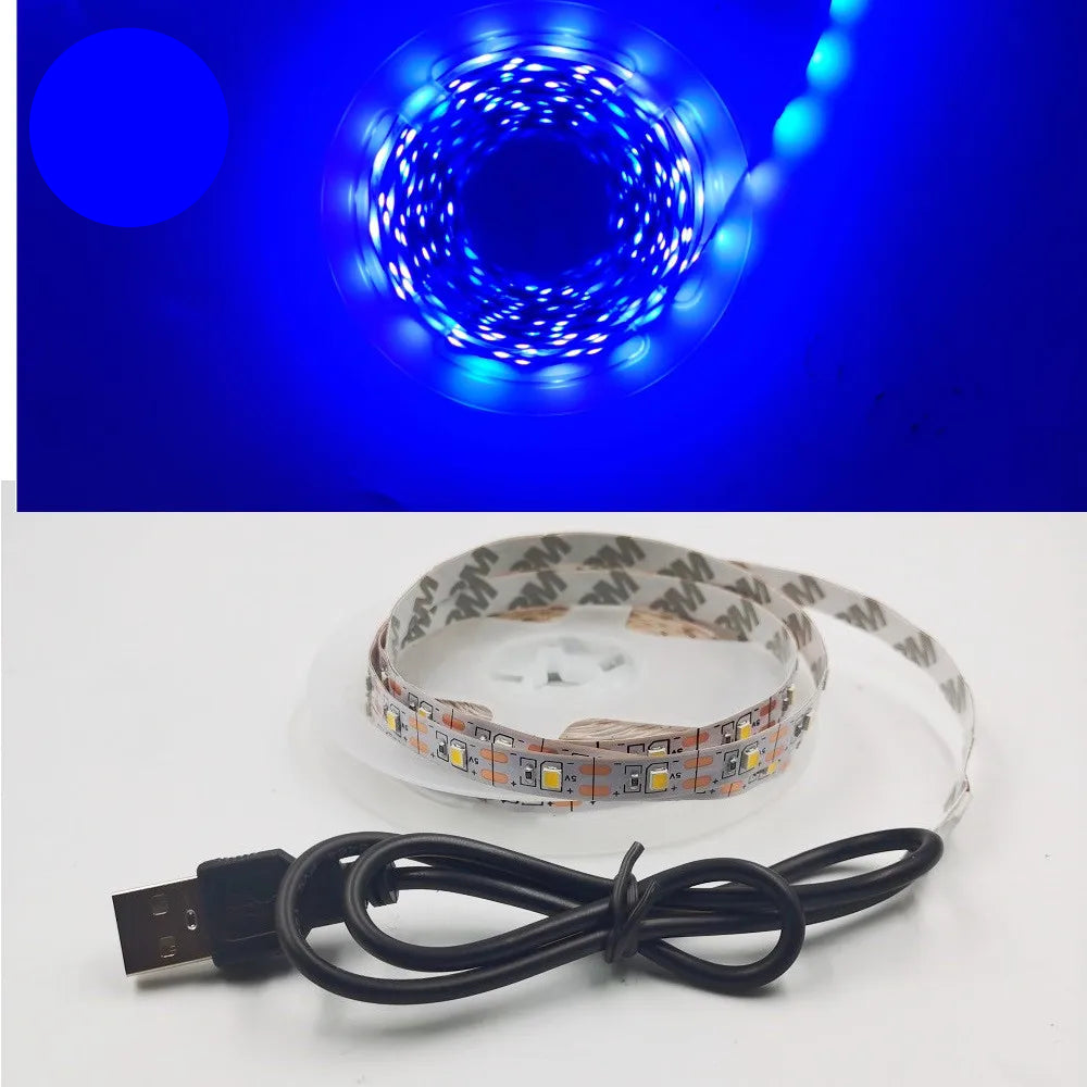 USB LED Strip Light 5V 3528 Warm Cool White Pink Green Blue Red