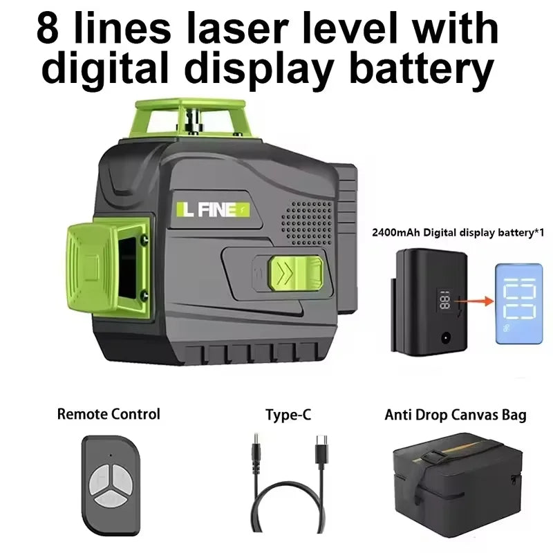 Professional Laser Level 8/16 Lines Horizontal And Vertical With Remote Control 360°