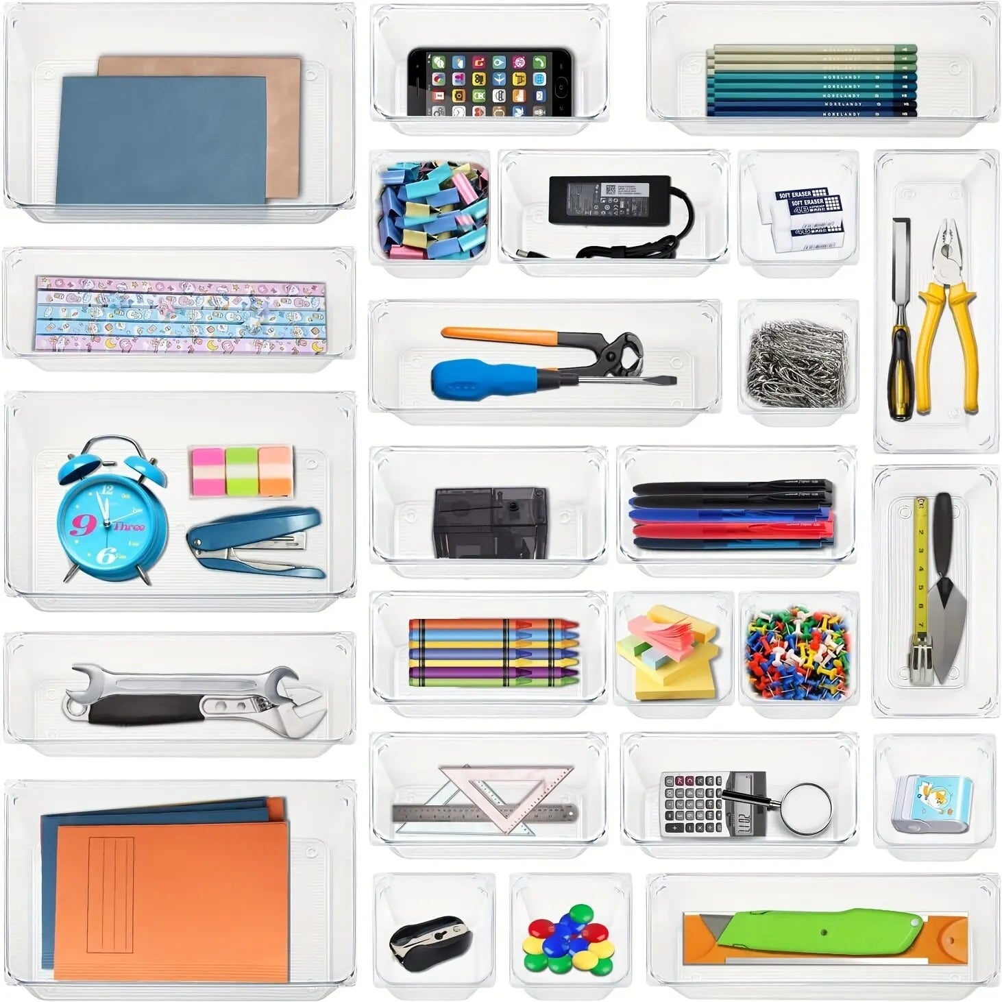 Transparent Plastic Drawer Organizers Organizer Boxes for Room Cômoda e Escritório Ideas for Maquiagem Joias e Acessórios.