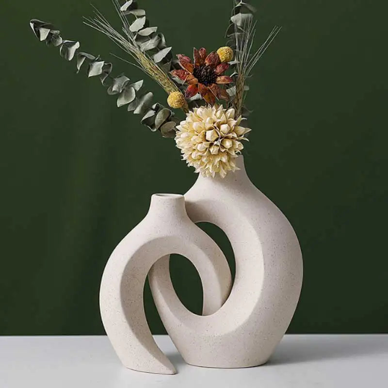 European Ceramic Vase Set Creative - White Simple Home Decoration