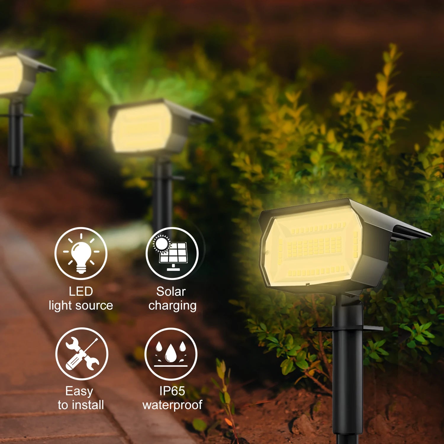 LED Solar Landscape Spotlights IP65 Waterproof Solar Garden
