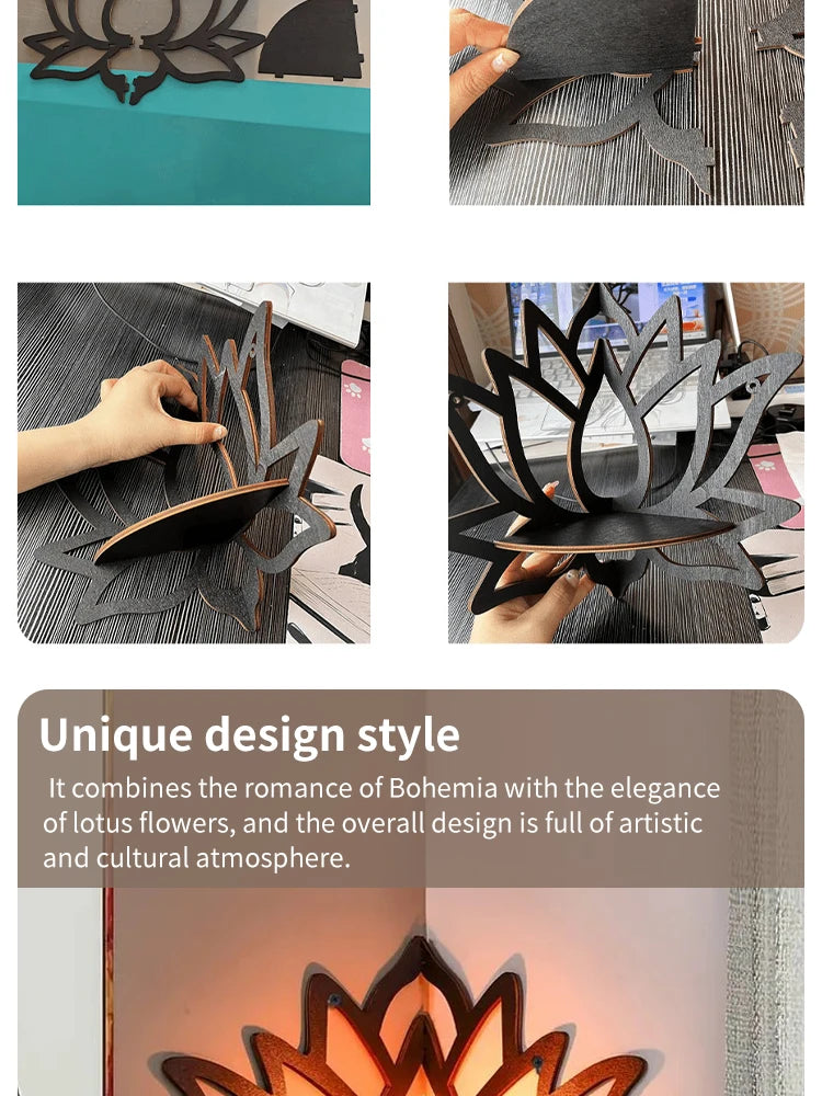 Wooden Lotus Hollow Decorative - Rack Aromatherapy Organiser Essential