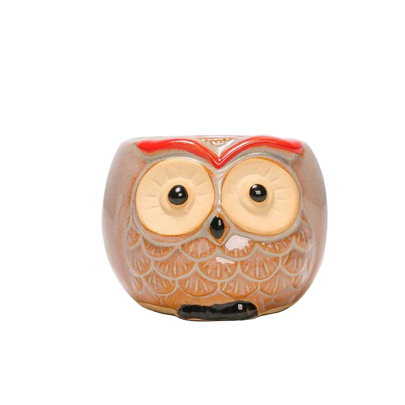 Ceramic Owl Flower Pot Garden Office Decoration