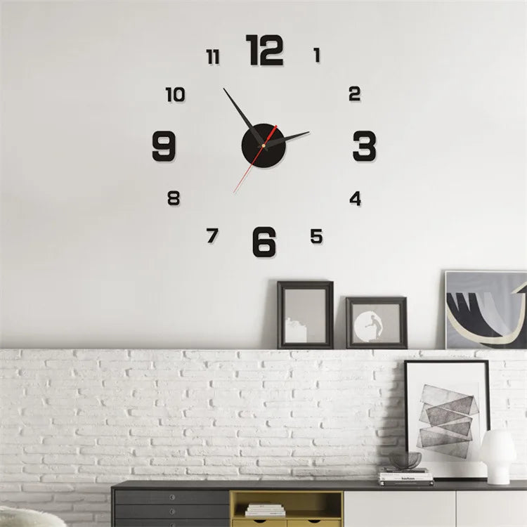 3D Creative Frameless DIY - Wall Hanging Clock Wall Stickers Home