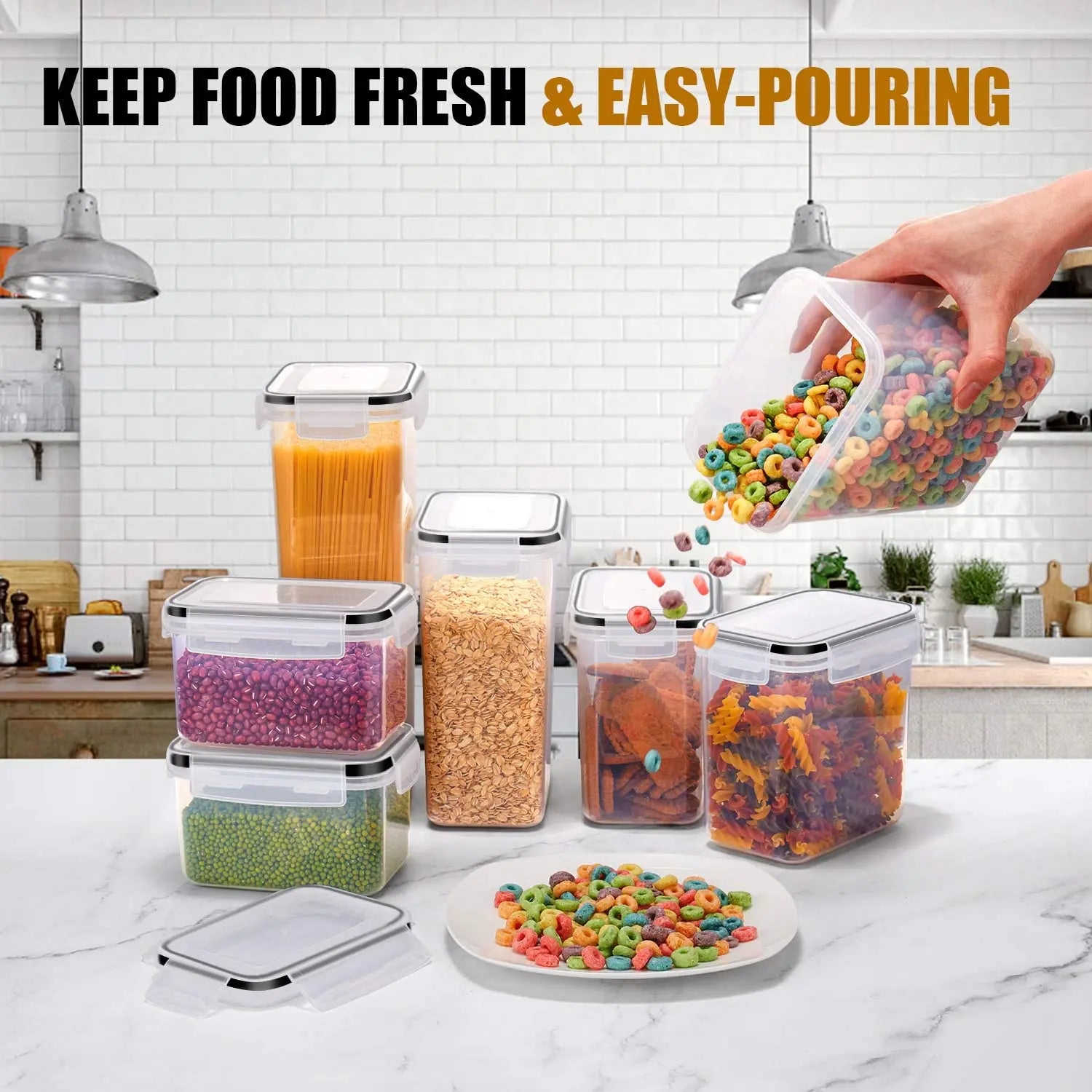 Set of food containers for cooking without BPA airtight plastic storage