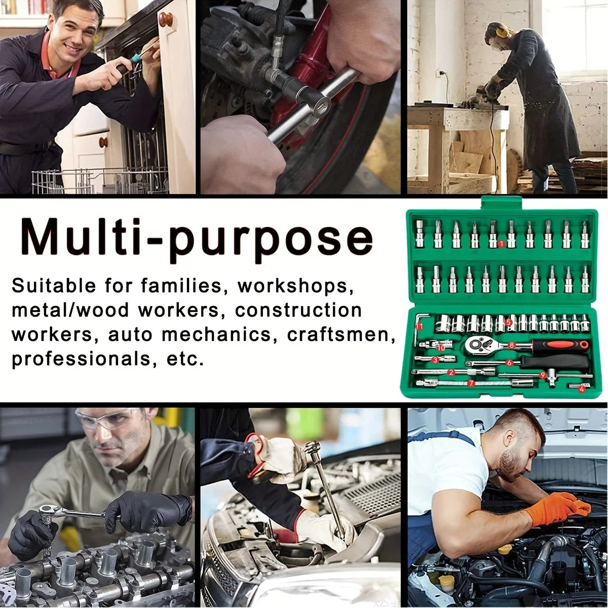 Bit Socket Set Mechanic Tool Kits for Auto Repair Hous