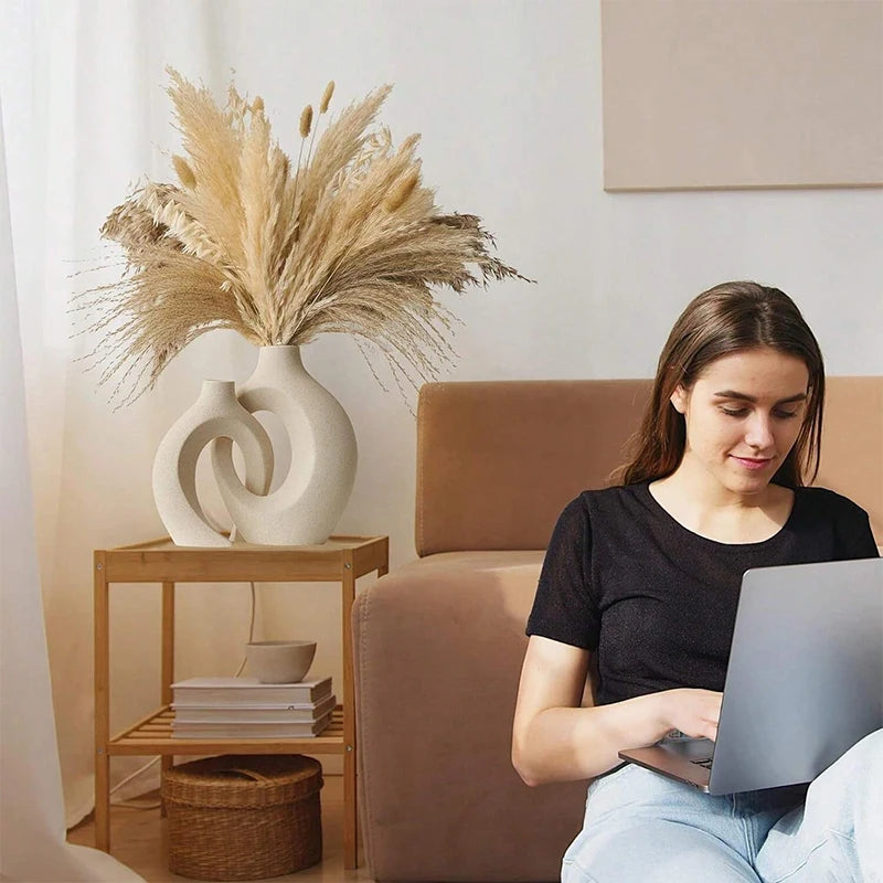 European Ceramic Vase Set Creative - White Simple Home Decoration